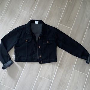 Cropped black jean jacket